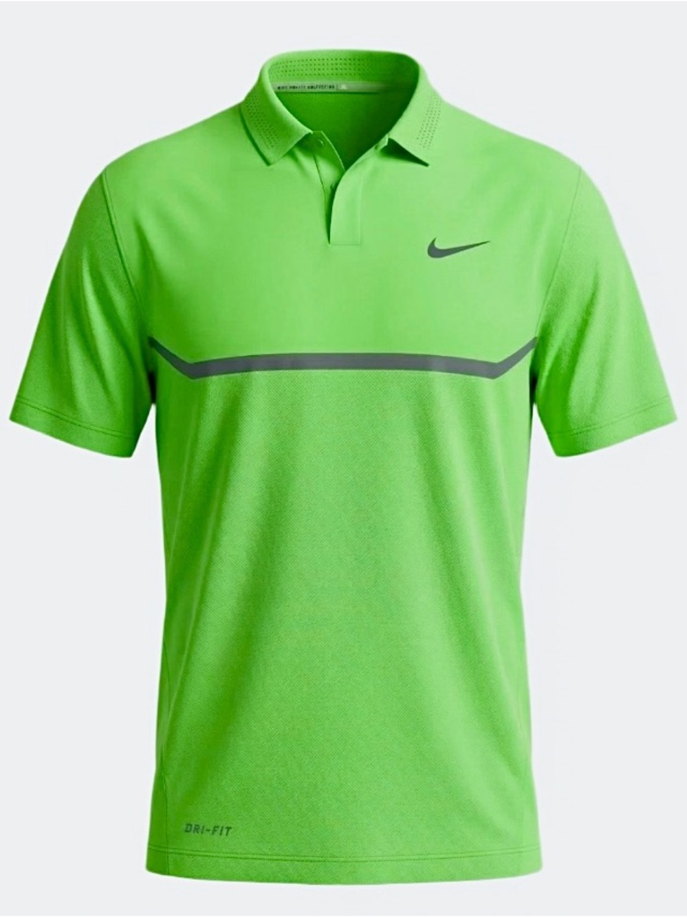 Nike Tiger Woods TW Elite Volt Golf Polo Spine Stripe Mens M